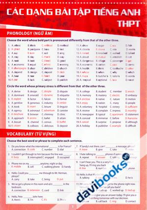 Bảng Tóm Tắt Các Dạng Bài Tập Tiếng Anh THPT