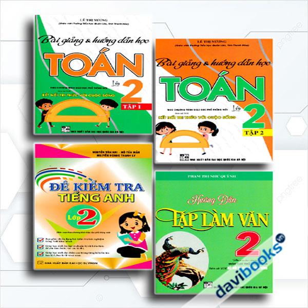 Combo Bài Giảng Và Hướng Dẫn Học Toán 2 + Hướng Dẫn Tập Làm Văn 2 + Đề Kiểm Tra Tiếng Anh Lớp 2 (Bám Sát SGK Kết Nối Tri Thức Với Cuộc Sống, Bộ 4 Cuốn)
