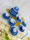 (ad10688) Bộ Ấm Chén Men Lam Quả Hồng