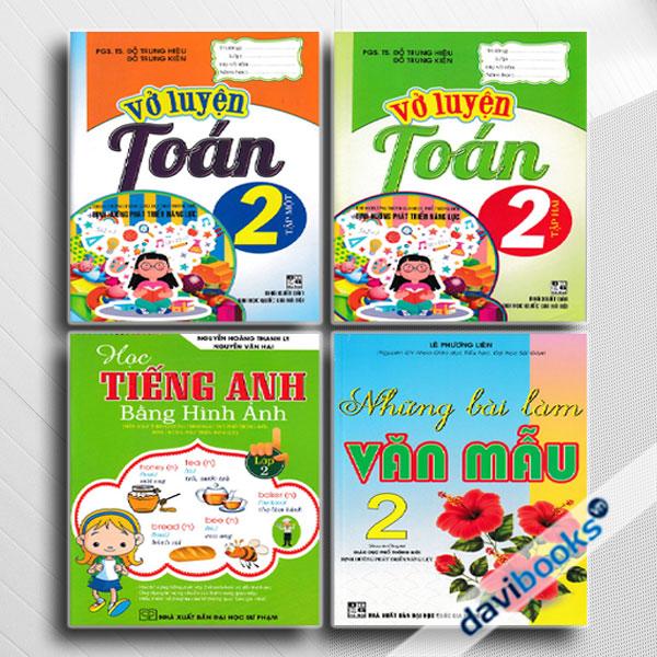 Combo Vở Luyện Toán Lớp 2 + Học Tiếng Anh Bằng Hình Ảnh Lớp 2 + Những Bài Làm Văn Mẫu Lớp 2 (Theo Chương Trình Giáo Dục Phổ Thông Mới Định Hướng Phát Triển Năng Lực, Bộ 4 Cuốn)