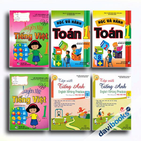 Combo Học Và Hành Toán + Vở Luyện Tập Tiếng Việt + Tập Viết Tiếng Anh Lớp 1 (Theo Chương Trình Tiểu Học Mới Định Hướng Phát Triển Năng Lực, Bộ 6 Cuốn)