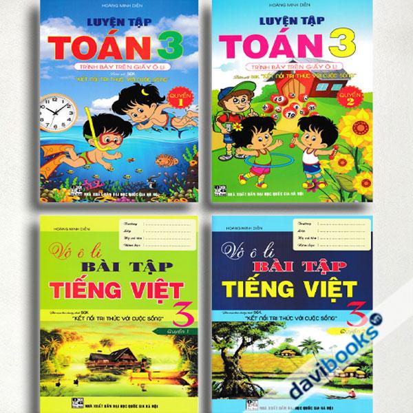 Combo Luyện Tập Toán 3 Trình Bày Trên Giấy Ô Li + Vở Ô Li Bài Tập Tiếng Việt 3 (Bám Sát SGK Kết Nối Tri Thức Với Cuộc Sống, Bộ 4 Cuốn)