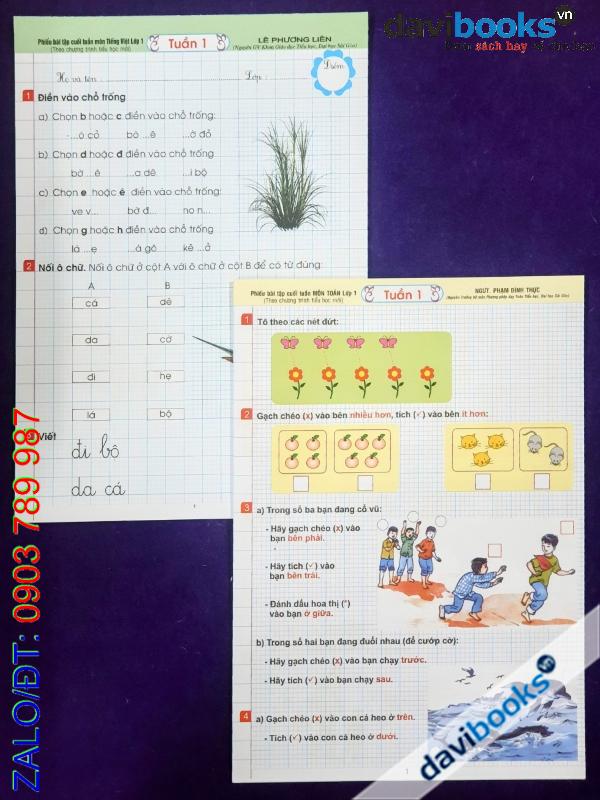 Combo 2Q: Phiếu Bài Tập Cuối Tuần Môn Toán + Tiếng Việt 1 (Bộ SGK Hiện Hành)