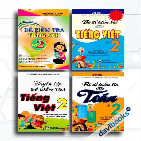 Combo Đề Kiểm Tra Toán + Tiếng Việt + Tiếng Anh Lớp 2 (Bộ 4 Cuốn)