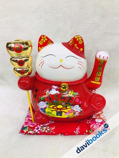 (ad10179) Mèo Ngắc Tay Bằng Sành 17037-1
