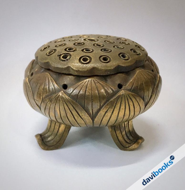 (ad4656) Lư Xông Trầm Bông Sen Đồng