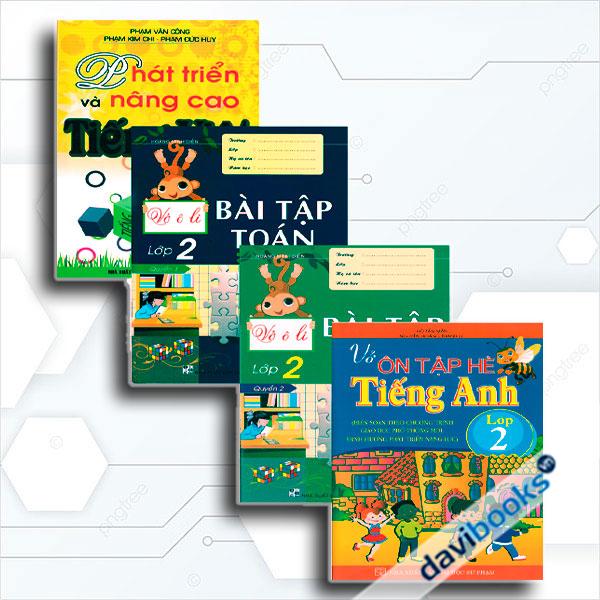 Bộ Sách Ôn Tập Hè Lớp 2 Toán + Văn + Anh (Theo Chương Trình Mới, Bộ 4 Cuốn)