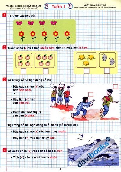 Phiếu Bài Tập Cuối Tuần Môn Toán Lớp 1 (Theo Chương Trình Tiểu Học Mới)