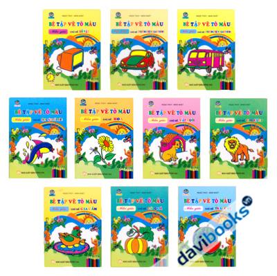 Bộ Bé Tập Vẽ Tô Màu Mẫu Giáo (10 Quyển)