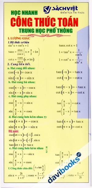 Học Nhanh Công Thức Toán Trung Học Phổ Thông (6 Trang Công Thức)
